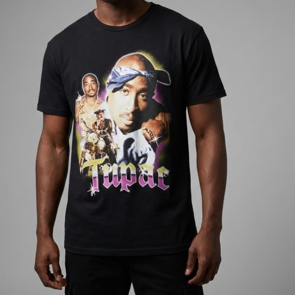 Tupac Shakur Graphic Tee Hip Hop Streetwear Urban Fashion Large